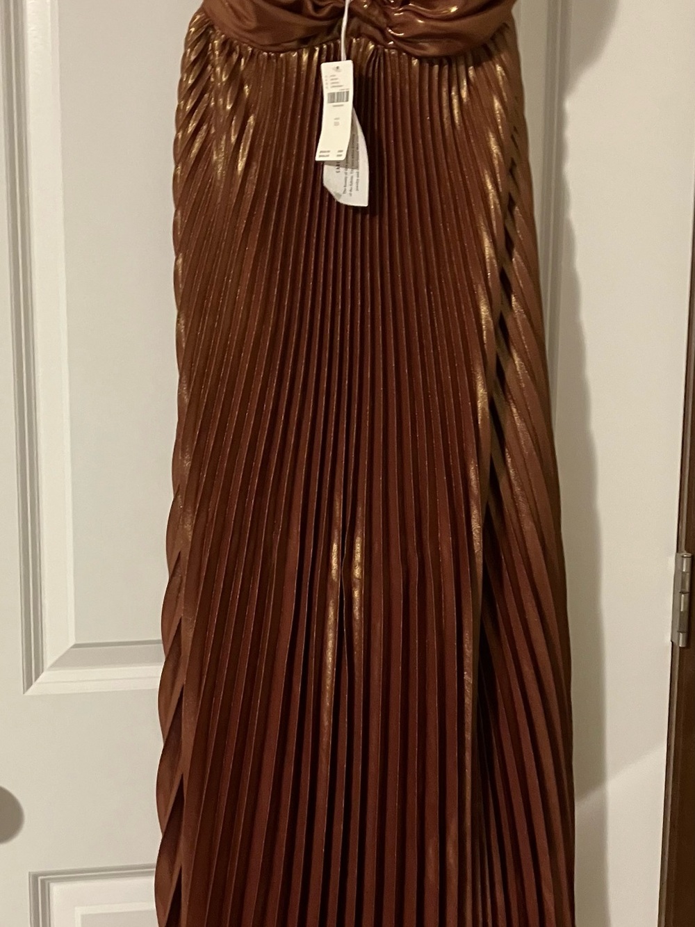 Anthropologie Pleated Metallic Dress